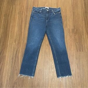 PAIGE Dark Blue Ankle Jeans with Frayed Hem - Size 32